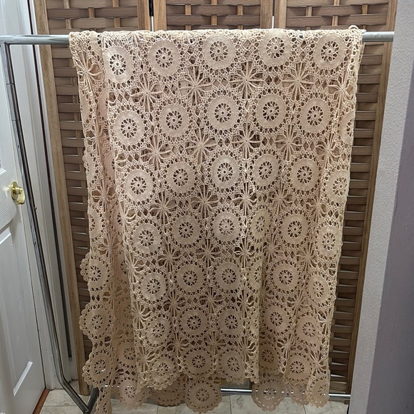 Vintage Crochet Lace Table king bedsread Bed Cover